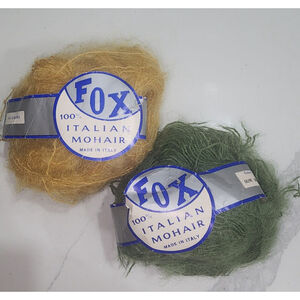 Vintage Italian Mohair Yarn Olive Green & Antique Gold One Each